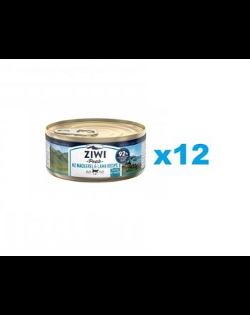 ZIWIPEAK Cat Mackerel&amp;Lamb set conserve pisici 12 x 85 g cu macrou si miel