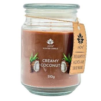 Lumânae Arome 510 g, în sticlă, Nucă de cocoscremoasă, maro