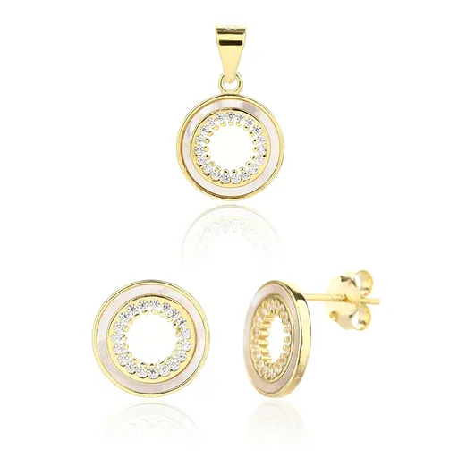 JVD Set de bijuterii placate cu aur cu sidef SVLS0129SJ6GO00 (pandantiv, cercei)