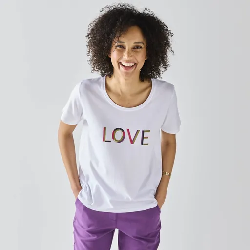 Tricou cu mâneci scurte și imprimeu central, bumbac organic