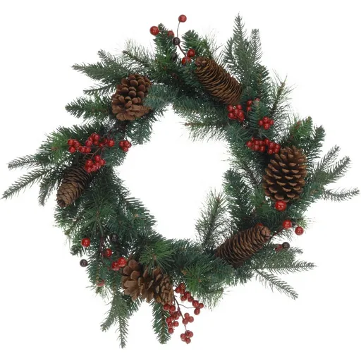 Ghirlanda cu conuri de pin și fructe de pădure, 45cm
