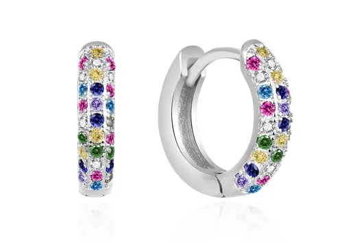 Agato Cercei rotunzi strălucitori din argint cu zirconii colorate AGT-E193KC