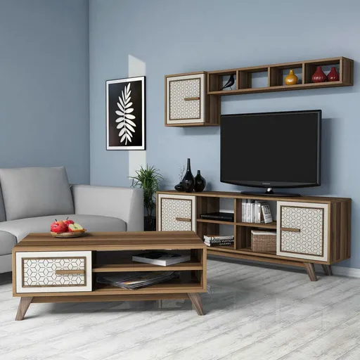 Set mobilier living, Hanah Home, Ayla, Maro/Crem
