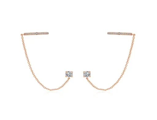 MOISS Cercei cu lanț dublu din argint placat cu aur E0004295