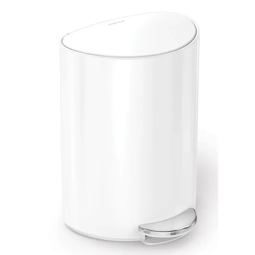 Coș cu pedală Simplehuman 6 l, semirotund, oțelalb, plastic, alb
