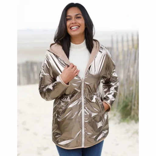 Parka reversibilă, boucle/metalic