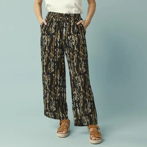 Pantaloni evazați cu imprimeu, pentru siluetă mică