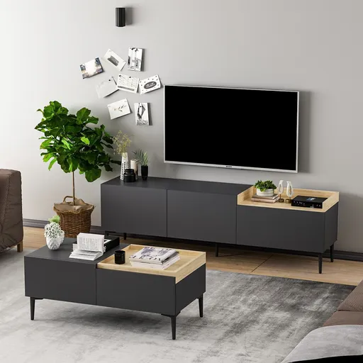 Set mobilier living, Hanah Home, Mia, Antracit