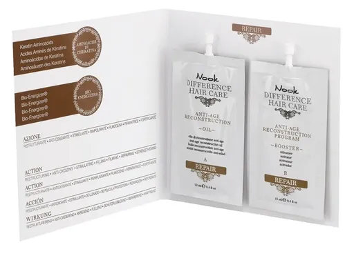 Set Anti-Imbatranire Nook Difference Hair Care Repair Reconstruction Program Ulei + Booster 12 ml + 12 ml