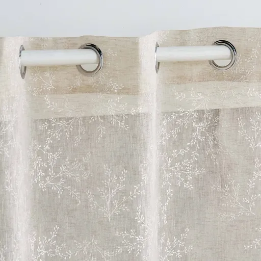 Perdea voal cu imprimeu de flori de cireș, cu ochiuri la capăt