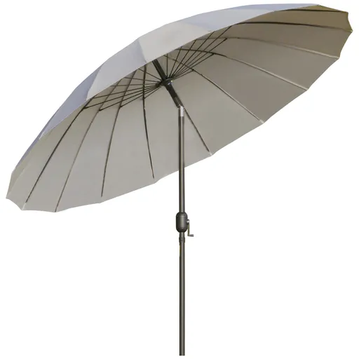 Outsunny Umbrelă de Grădină Înclinabilă cu Manivelă și 18 Spițe din Metal și Poliester, Ø250x240 cm, Gri Deschis | Aosom Romania