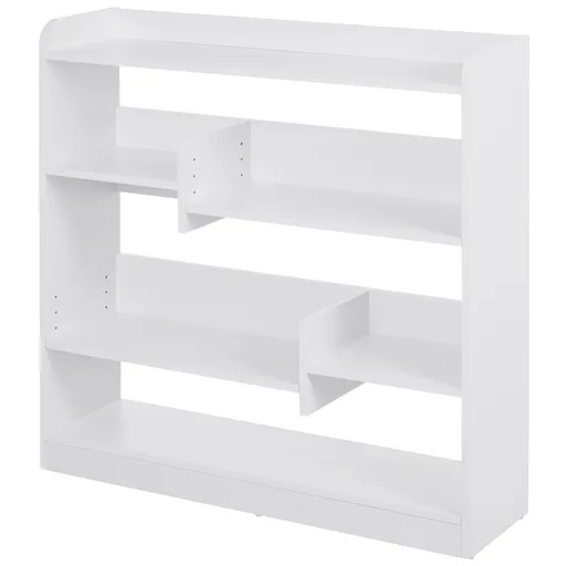 HOMCOM Bibliotecă etajeră Mobilier de Depozitare dim. 90L x 24l x 91H cm 4 Niveluri 3 Panouri din Spate Plăci din Particule Alb | Aosom Romania