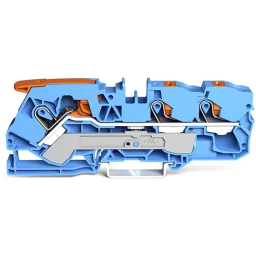 Clema sir Wago 2110-5304, 3 conexiuni, 10 mm, albastru, TopJobs Clamp, montaj pe sina DIN