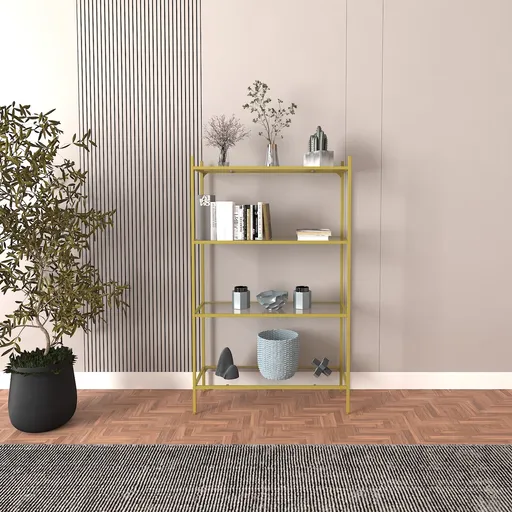 Corp biblioteca, Hanah Home, Marta, 80x126x30 cm, Auriu