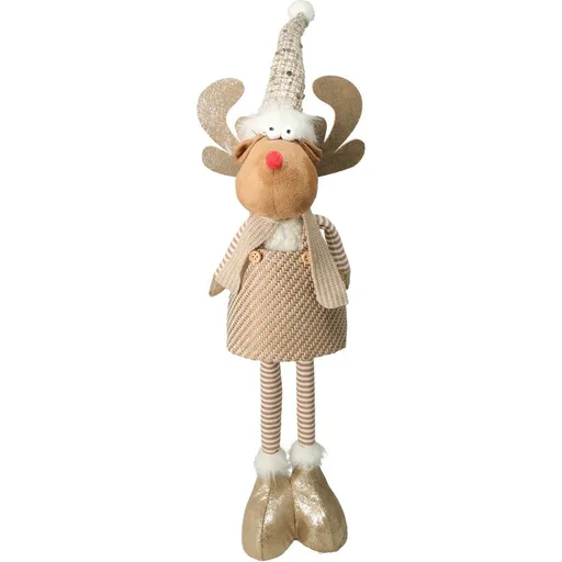 Renul de Crăciun Freda, picioare telescopice, 49cm, maro deschis