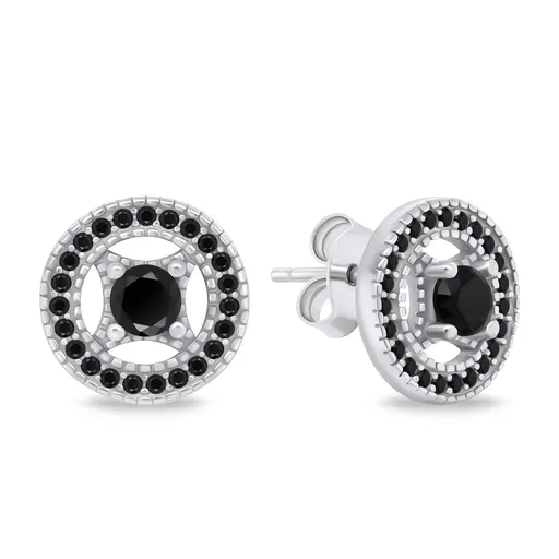 Brilio Silver Cercei de argint cu zirconi negre EA802WBC