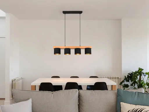 Lustra Cameron, RL, 75x12x150 cm, 28W, 4x E14, lemn, natur/negru