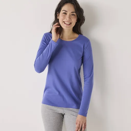 Tricou termic Thermoperle cu guler rotund și mâneci lungi