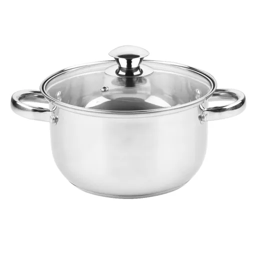 Oala Rosberg R51210O20, 3 L, 20x11.5 cm, Capac din sticla, Inox