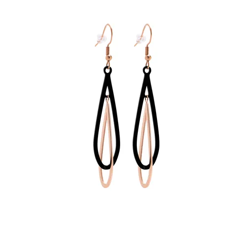 Troli Cercei eleganți bicolori din oțel VSE009RB-PET