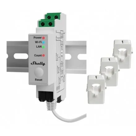 Shelly Pro 3EM (3xClamp 400A), releu wifi 3 canale si control contactor Shelly-pro3EM-400A / 3800235268117
