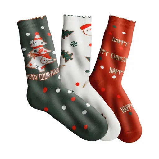 Set de 3 perechi de șosete cu motive de Crăciun