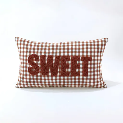 Pernă în carouri cu aplicație SWEET
