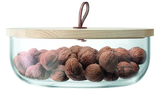 LSA International Cutie de depozitare cu capac din lemn LSA IVALO, diametru 28 cm, transparentă, Handmade