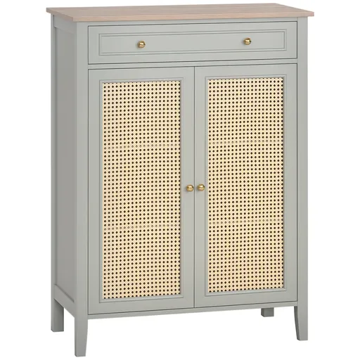 HOMCOM Dulap pentru pantofi mobilier de depozitare pentru pantofi mobilier pentru intrare cu 2 uși efect de răchită sertar 80 x 40 x 110 cm | Aosom Ro
