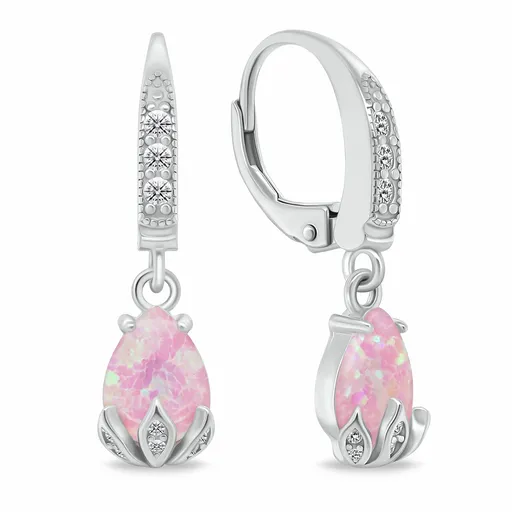 Brilio Silver Cercei frumoși din argint cu opale roz EA929WP