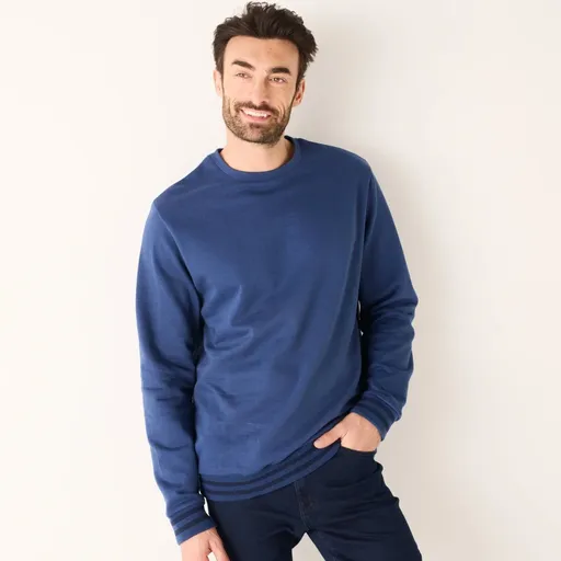 Hanorac cu guler rotund și dungi contrastante