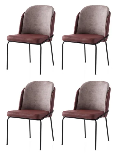 Set scaune 4 piese, Hanah Home, Dore, Auriu / Roșu