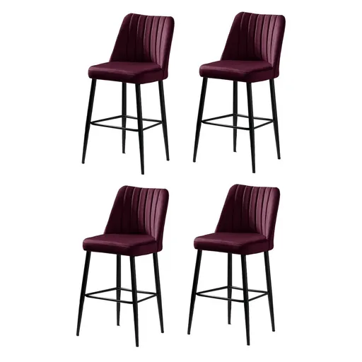 Set de scaune de bar Vento Claret Red and Black, 4buc., vișiniu, 4 buc