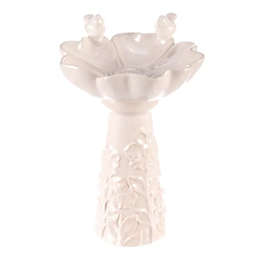 Adăpătoare verticală pentru păsări, model floare,albă, 26 x 24 x 37 cm