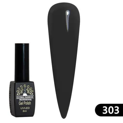 Gel Lacquer Global Fashion Black Elite 8 ml - 303, TPO Free
