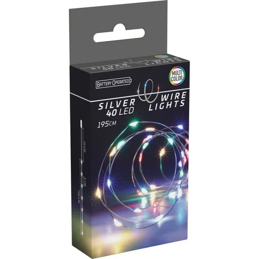 Sârmă luminoasă Silver lights 40 LED, colorată, 195 cm, multicoloră
