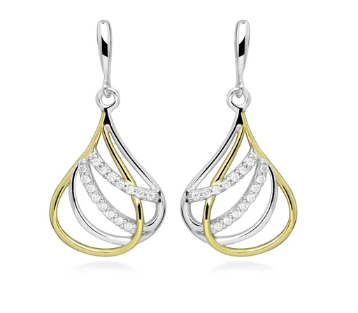 Silver Cat Cercei eleganți suspendați din argint Bicolor SC610