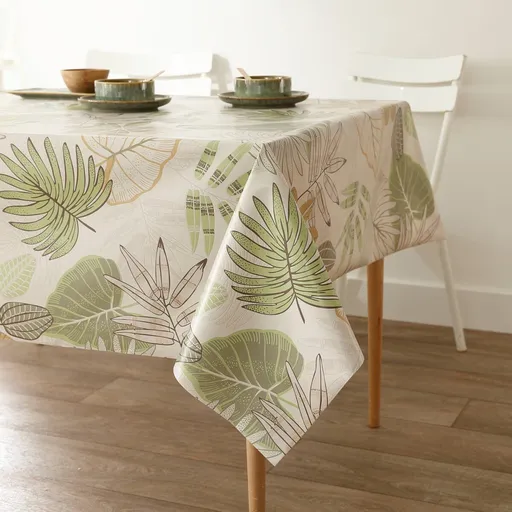 Față de masă cerată cu imprimeu de frunze