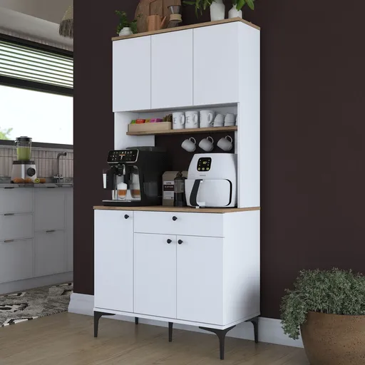 Dulap multifunctional, Hanah Home, JE196, 90.2x184.2x45 cm, Nuc/Alb