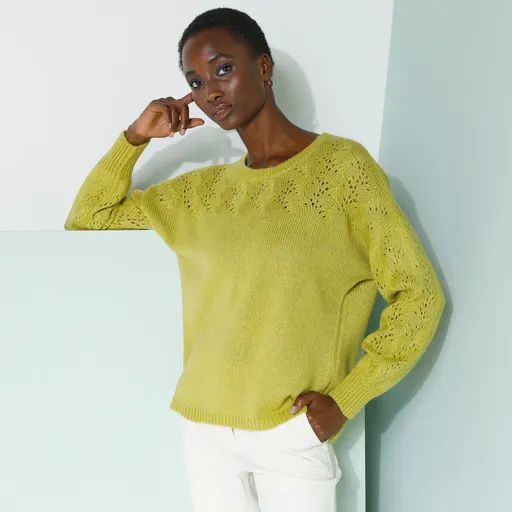 Pulover cu gât rotund și deschizătură