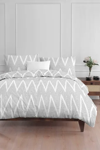 Lenjerie de pat pentru o persoana 2 piese, L'essentiel Maison, Olivia, Gri