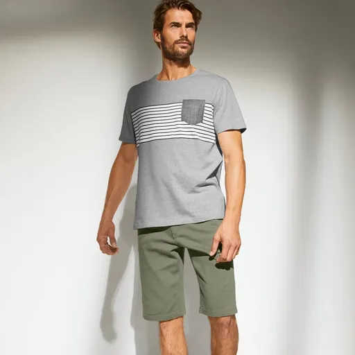 Bermude din bumbac stretch cu talie elastică