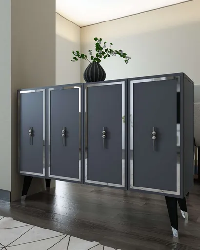 Consola, Hanah Home, 8172KM-32, 120x80x29.6 cm, PAL , Antracit / Argintiu