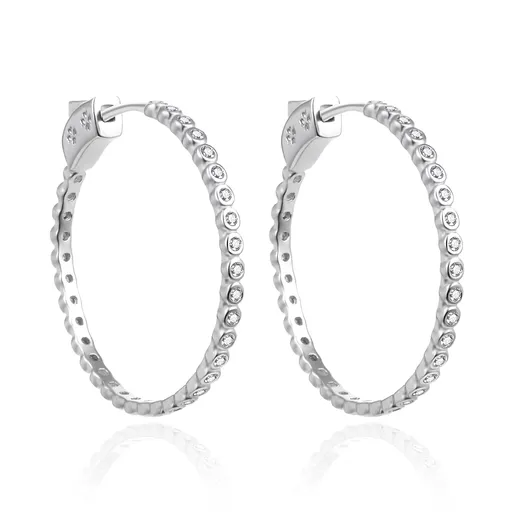 Agato Cercei stilați rotunzi din argint cu zirconi transparenți AGT-E181KW