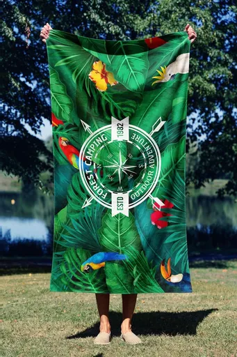 Prosop de plaja, L'essentiel Maison, Forest Camping 90, 90x150 cm, Multicolor