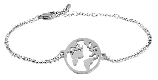 Troli Brățară jucăușă din oțel Harta lumii VCBW012S