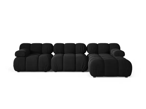 Coltar modular dreapta 4 locuri, Bellis-51, Micadoni Home, 282x155x70 cm, catifea, negru