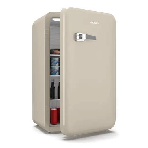 Klarstein Audrey Evo minifrigider, 90 l, design retro, silențios, compact, disponibil în 3 culori.