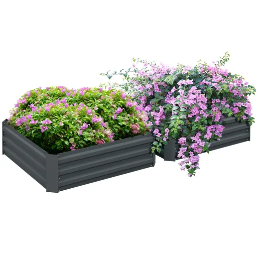 Outsunny Lot de 2 grădini pătrate de grădină dimensiune 100L x 100l x 30H cm oțel ondulat verde | Aosom Romania