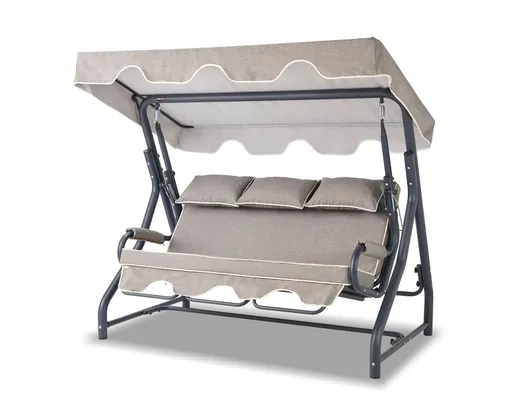 Balansoar de gradina 3 locuri, Hanah Home, Salvia, 200x165x110 cm, Antracit / Gri